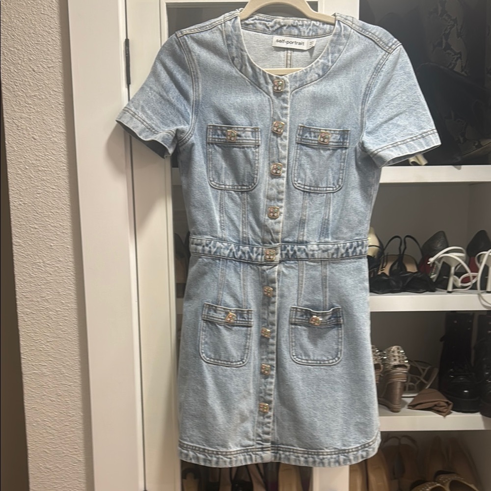 Self-Portrait Light Blue Denim Dress